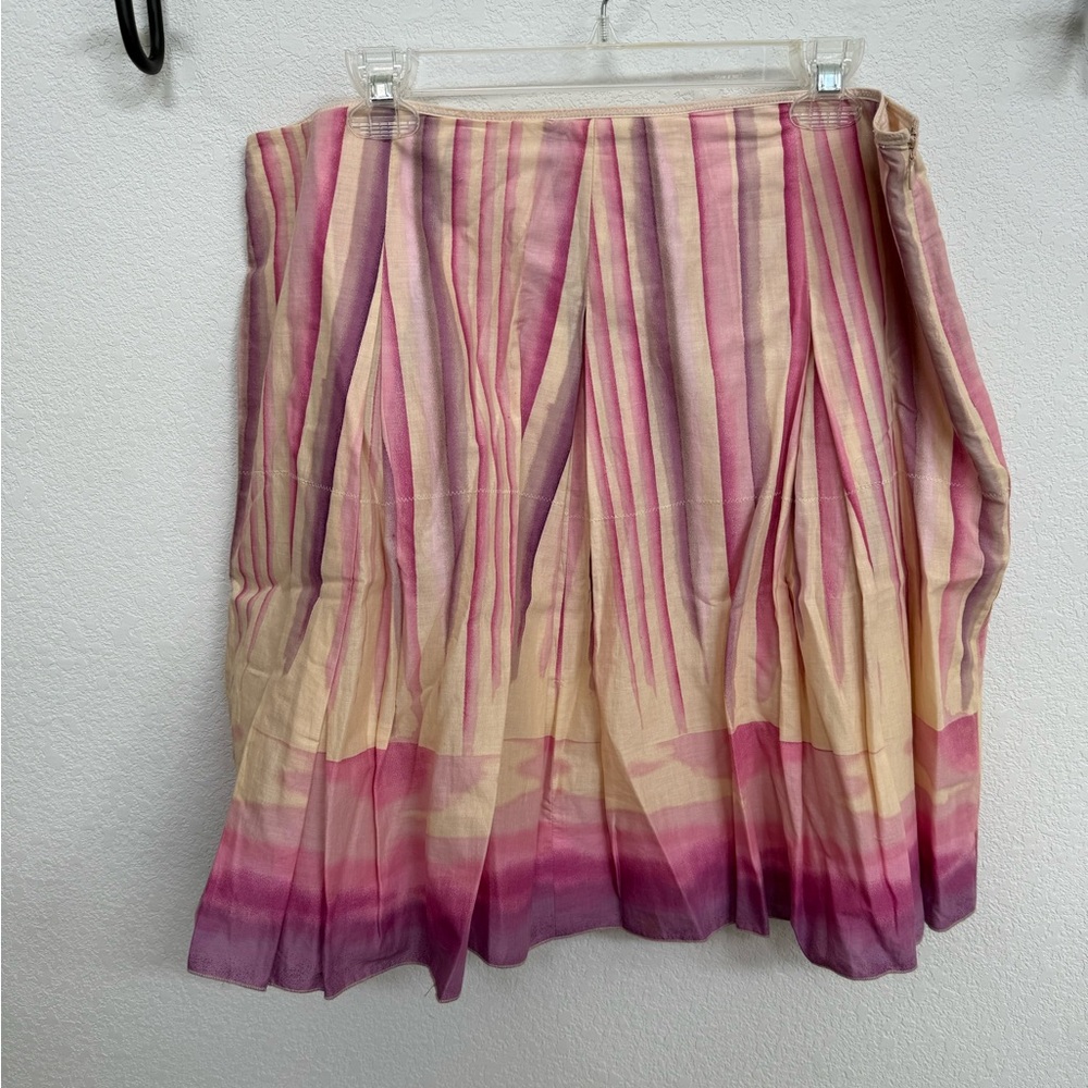 Nine West Pink and Cream Midi A-Line Skirt